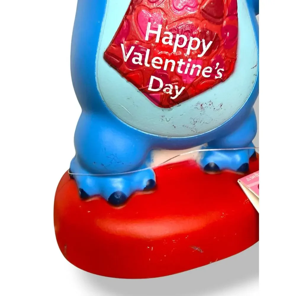 Disney Stitch Valentine's Day Lighted‎ Blow Mold Decor 12” NEW